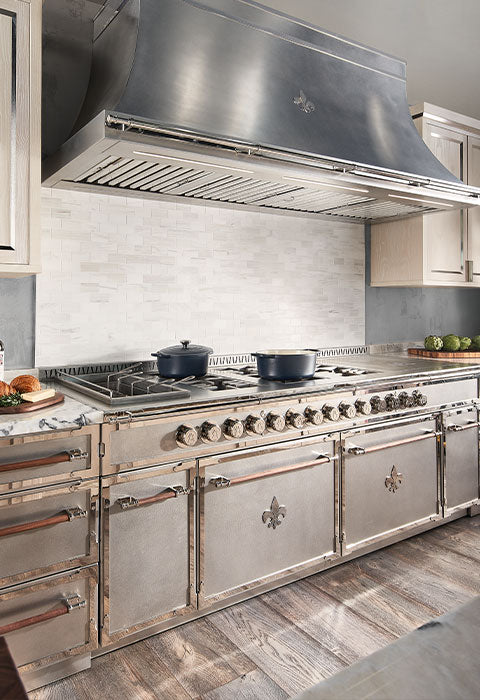 Kitchen Remodeling with Grey French Cooking Range With Grey Cabinets