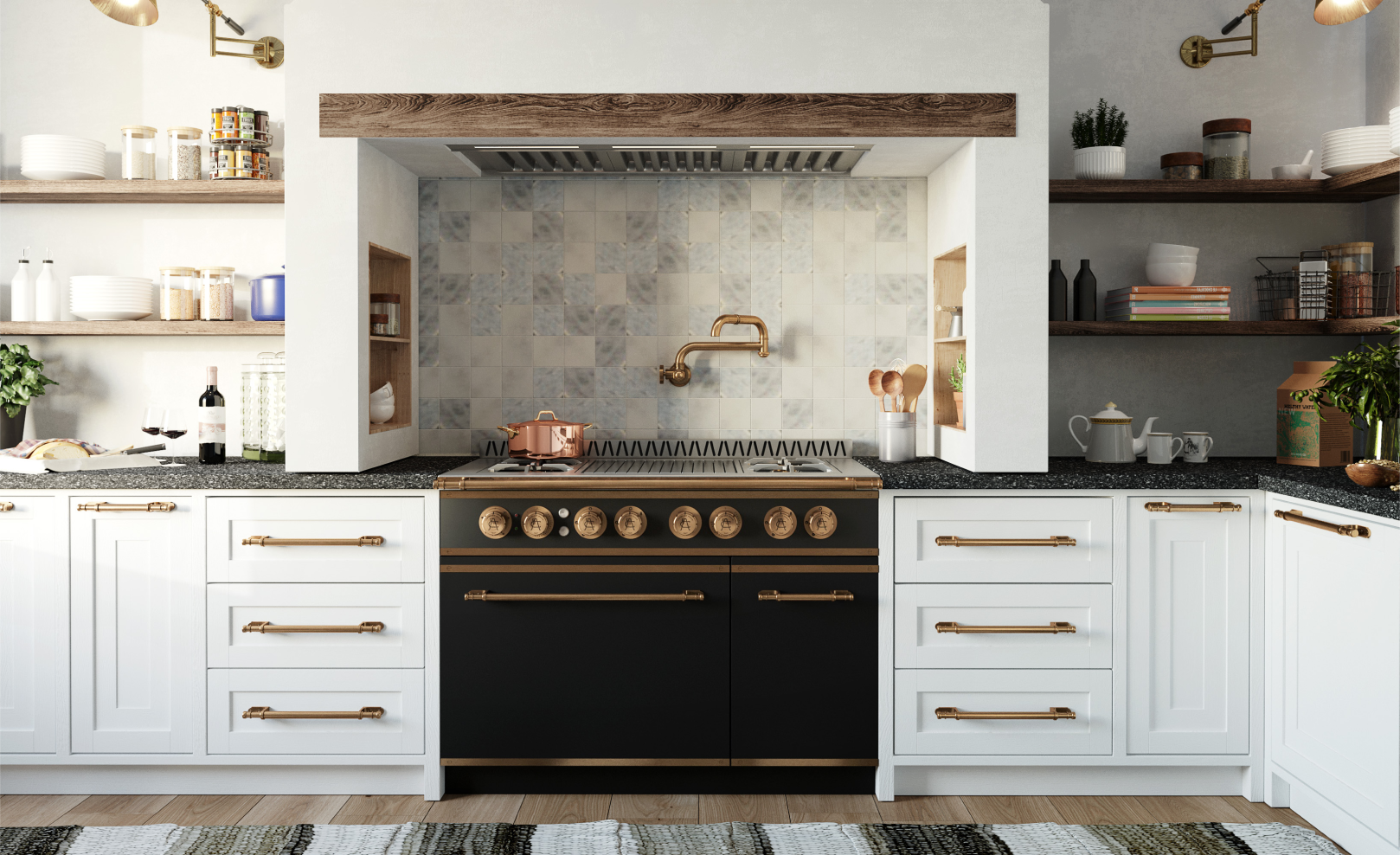 Black French Kitchen Designs In between White Kitchen Cabinets