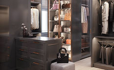 Black color bedroom closets and cabinet millwork