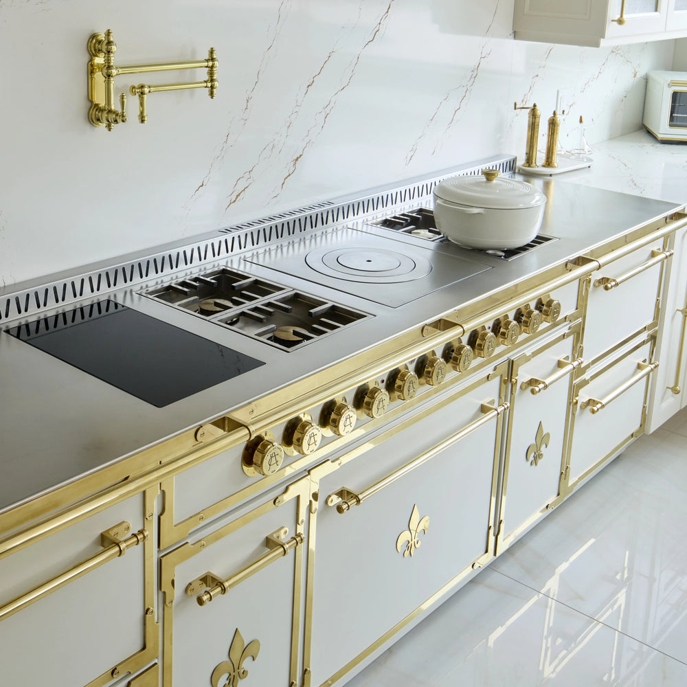 What is a French kitchen — L'Atelier Paris luxury French kitchen with custom range and double island