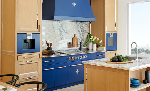 Wooden Kitchen Cabinets, Royal Blue French Kitchen Ranges and Royal Blue Custom Kitchen Appliances