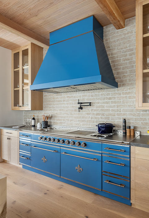 Blue Color Designer Kitchen Range Hoods with Blue Color French Kitchen Ranges