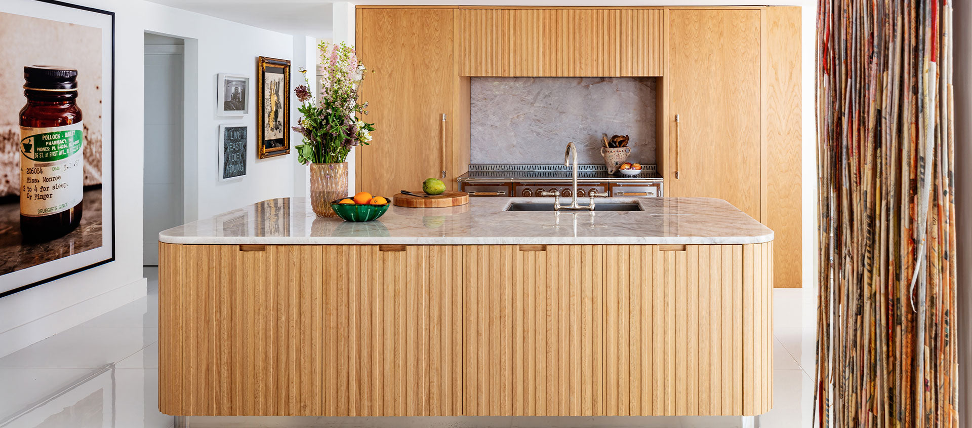 Custom kitchen design with wooden built-in closets and cabinets