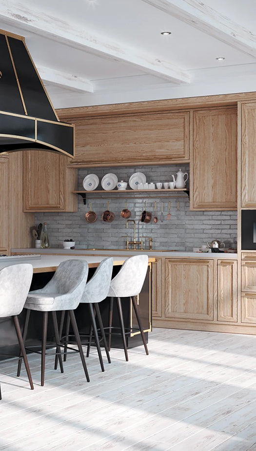  A luxurious kitchen range adorned with elegant black and gold accents, exuding a sophisticated and luxurious ambiance.