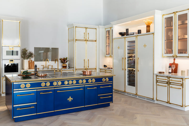 Royal Blue Color French Kitchen Range With Golden Handles & Burners