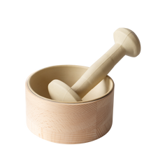 Load image into Gallery viewer, Mortar and pestle with wooden base
