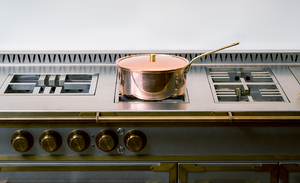 Copper Saucepan with Lid 11" in Ø (28 cm) tin-lined polished finish